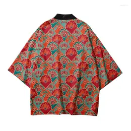 Roupas étnicas Tradicional Cardigan Haori Kimono Asiático Flor Imprimir Camisa Havaiana Mulheres Homens Japonês Praia Oversized Yukata 6XL