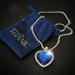 Titanic Heart of Ocean Blue Heart Love Forever Pendant Halsband