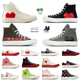 Fashion High Top Vintage Commes Des Garcons X 1970s Designer Canvas Shoes Womens Mens All Star Classic 70 Chucks Taylors Low Multi-Heart Trainers Sport Sneakers