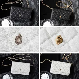 Top quality designer Shoulder bag chain strap handbag Plaid purses Double letter solid buckle Sheepskin caviar pattern Women's luxury Evening Bags totes ww