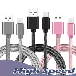 Nylon Braided High Speed USB Type C Cables Data Sync Micro Fast Charger Cable For Tablet Android USB C Phone Cord 1m 2m 3m