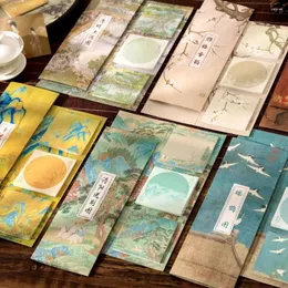 Kinesisk stil arkaisk konst estetiska klibbiga anteckningar hand-tear diy self multicolor memo pad office school leveranser brevpapper
