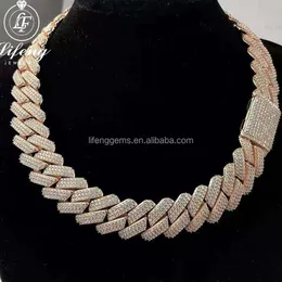 Lifeng Jewelry 18mm Vvs Moissanite Cuban Link Chain Iced Out 925 Silver Diamond Men Necklace