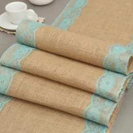 Table Runner 30x275cm Practical Linen Lace Dinning Room Natural Jute Country Party Wedding Decoration