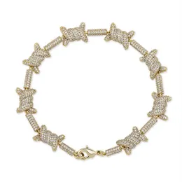 Styl europejskiej bransoletki drucianej osobowość łańcucha kubańska 18K Złota Pełna cyrkon biżuteria biżuteria biżuteria1869