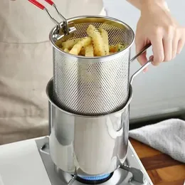 Casseroles pour la cuisson des frites, passoire avec panier à friture, marmite de cuisine française profonde, poulet en acier, petit acier inoxydable