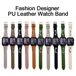 Fashion PU Leather Designer Watch Band Smart Straps for Apple Watch Band Ultra 38mm 42mm 44mm 45mm iwatch Band Series 8 9 4 5 6 7 Bracelet Watchband