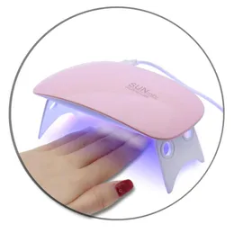Sun mini 6W Rosa Bianco Asciugatrice per unghie Lampada UV LED Cavo micro USB portatile Lampada per asciugatura per uso domestico per smalto gel6685267