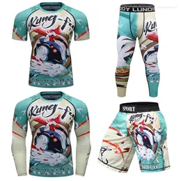 Men's Tracksuits Cody Lundin Sports Suits Sublimation Print Muscle Training T-shirt Muay Thai Shorts Bjj Compression Clothes