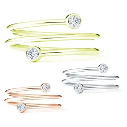 18 -karatowy luksusowy kryształowy diament lśniąca marka projektantów dla kobiet dziewczęta 925 Srebrny wiosenny konno Kamienne kryształy proste pierścień biżuteria prezent biżuterii