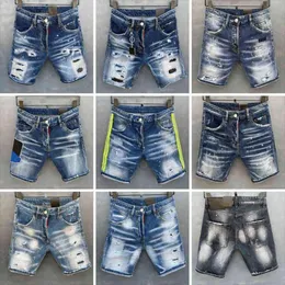 Dsquare jeans D2 mens short straight holes tight denim pants casual Night club blue Cotton summer italy style zkR aEc LF29