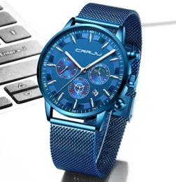 Mens Quartz Watches CRRJU Luxury Full Steel Men039s Wristwatches Date Clock Military Waterproof Chronograph Relogio Masculino8323611