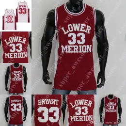 Camisa de basquete NCAA Lower Merion 33 Bryant High School Camisa de basquete vermelho branco Ed
