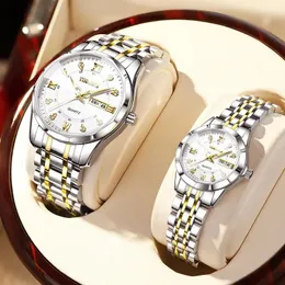 Zegarek na rękę wysokiej jakości i wykwintne kwarcowe zegarek dla męskich par par Luminous Wodoodporne podwójne kalendarz RELOJ HOMBRE