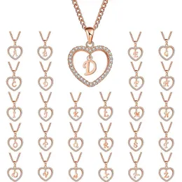 INS Style 26 Letter Love Necklace for Women Retro Temperament Diamond Heart Pendant Clavicle Chain