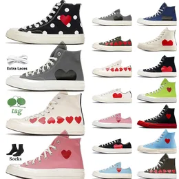 Jogging Walking High Top Vintage Commes Des Garcons X 1970s Designer Canvas Shoes Womens Mens All Star Classic 70 Chucks Taylors Low Multi-Heart Sneakers Trainers