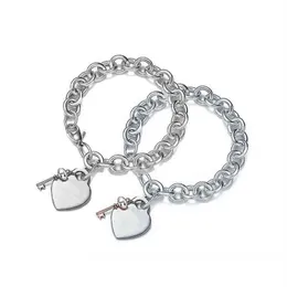 925 Sterling Silver Return to Bracelet for Women Classic Key Plus Heart Charm Chain Clost Clasp Design Light Luxury Jewelry G220277Z