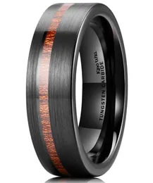 New Fashion 8mm Wood Inlay Unisex Black Tungsten Carbide Wedding Band Engagement Ring Size 6 138616085