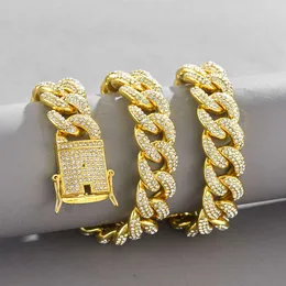 Designer halsband kubansk länk extra stor full diamant kubansk kedja 19mm dominerande högkvalitativ legering stor guldkedja hiphop halsband hiphop halsband män smycken