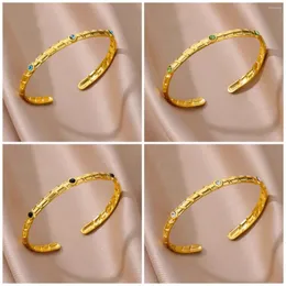 Bracciale in acciaio inossidabile 316L cristallo vintage per donna braccialetti in pietra verde regali regolabili per gioielli per feste di nozze