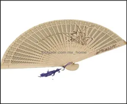 Other Home Decor Garden Decoration HandMade Antique Craft Fan Vintage Hollow Incense Wood Lady Folding Fans Chinese Style Carving2275740