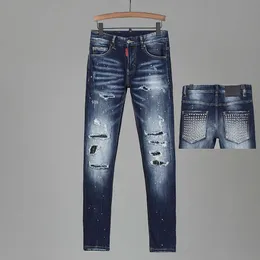 Erkek Kot DSQ Turtle Erkek Lüks Tasarımcı Sıska Yırtık Serin Adam Delik Denim Moda Markası Fit Erkekler Yıkanmış Pantolon 61283