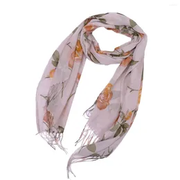 Scarves Simple Pure Color Elegant Atmosphere Travel Omnipresent Peony Jacquard Long Tassel Cotton Scarf