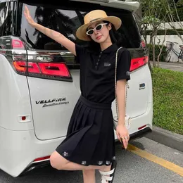 Two Piece Dress designer brand Last autumn, high-end women's fashion and casual short sleeved tops paired with folded skirts set BACK