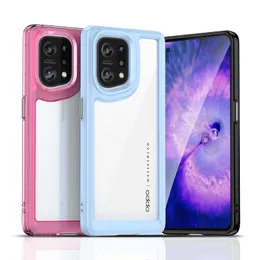 Casos duros de choque acrílico nítidos para oppo A77 4G 5G A77S Find X6 Pro A78 A79 Reno 7 8 Pro 5g Transparente Capa traseira Capa celular Caixa Soft TPU Bumper