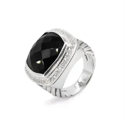 خواتم العلامة التجارية للسيدات 925 Sterling Silver 17mm Topaz Black Onyx Turquoise Smoky Quartz Amethyst Ring for Women337W