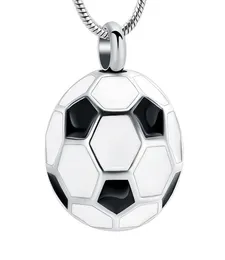 IJD10749 Ciondolo in urna con ciondolo a forma di pallone da calcio in acciaio inossidabile con ceneri umane Nero Bianco Enmael football Memorial Jewelry4204399