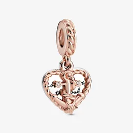 New Arrival 100% 925 Sterling Silver Rope Heart & Love Anchor Dangle Charm Fit Original European Charm Bracelet Fashion Jewelry Ac244y