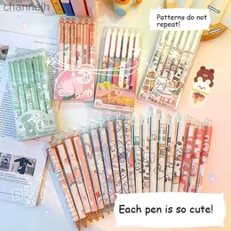 Gel Pens 6Pcs/Set Kawaii Gel Pen 0.5mm Press Students To Write Homework Cute Cartoon Pattern Boxed Ballpoint School Office Stationery YQ231201