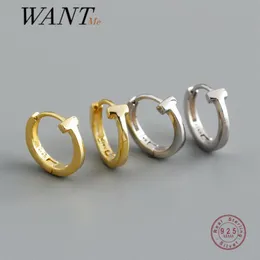 Wantme 925 Sterling Silver Fashion Korean Minumalist Letter T Hugging earrings for women men Punk Rock Ear Nose Ring Jewelry 21050279r