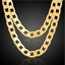 Män kvinnor hip hop punk 7mm 10mm 12mm 18k real guld pläterad 1 1 figaro kedja halsband mode dräkt 24 tum långa halsband smycken207c
