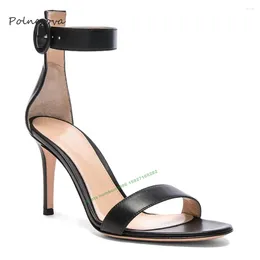 Sandals Solid Ankle Strap Buckle Round Toe Thin High Heel Party Wedding Shoes For Women 2023 Summer Elegant Concise