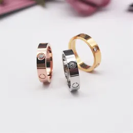 Ontwerper Rose Goud Roestvrij Staal Kristal Vrouw Sieraden Liefde Ring Mannen Belofte Ringen Voor Vrouwelijke Vrouwen Gift Engagement Met bag305l