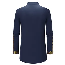 Camisas casuais masculinas blusa de impressão tribal camisa poliéster africano dashiki regular básico leve estiramento botão para baixo marca colarinho