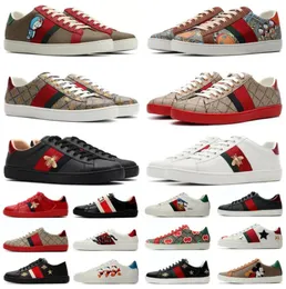 Designer Ace Sneakers Casual Bee Shoes Italy Snake Leather broderade svarta män Kvinnor Tiger Chaussures Inlocking White Black Sports Trainers