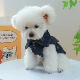 Hundkläder Cat Denim Jacket Fashion Jacket Blue Coat Vest For Pet Puppy Taddy Schnauzer Spunautumn kläder 231201