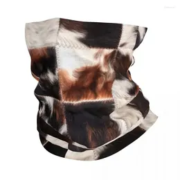 Bandanas Checkered Cowhide Fur Winter Headband Neck Warmer Women Men Hiking Cycling Tube Scarf Animal Leather Texture Face Bandana Gaiter