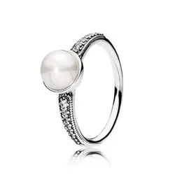 Nytt varumärke 100% 925 Sterling Silver Elegant Beauty Romantic Pearl Ring for Women Wedding Rings Fashion Jewelry299s