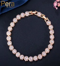 Pera Sparkling Cubic Zirconia Gold Gold Color Big Round Cut Bevely شكل أساور للنساء Prom Party Jewelry Gift B1533386298
