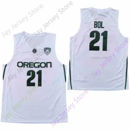 2020 NY NCAA College Oregon Ducks Jerseys 21 Bol Basketball Jersey White Size Youth Adult All Ed