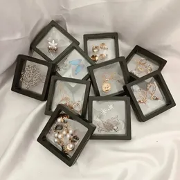 Caixas de joias 10 unidades / lote Transparente caixa de exibição de joias caso anel colar pulseira organizada 3D flutuante coleção de armazenamento de quadro quadrado 231201
