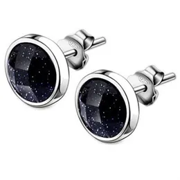 New trend 1 pair of blue black stone men's earrings multi-shaped geometric earrings men's silver ear jewelry2371