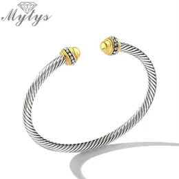Mytys Open Cuff Adjustable Wire Cable Bracelet for Women Brand Retro Antique Bangle Elegant Beautiful Valentine Q0717225j