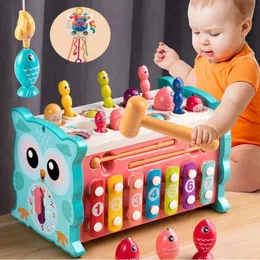 Learning Toys Baby Montessori Magnetic Fishing Owl Cube Educational Clock Hammer Game with Music Puzzle for Kids Gift 231201