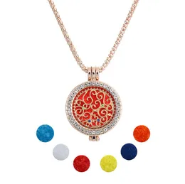 Ny design Luxury Crystal Jewelry 6 Stylesset Essential Oil Arom Diffuser Parfym Locket Necklace Refill Pads7391134