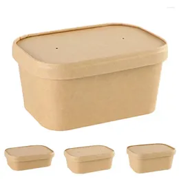 Take Out Containers Kraft Bakery Boxes Set Microwave-Safe Lunch Food Dessert Salad Paper Packing